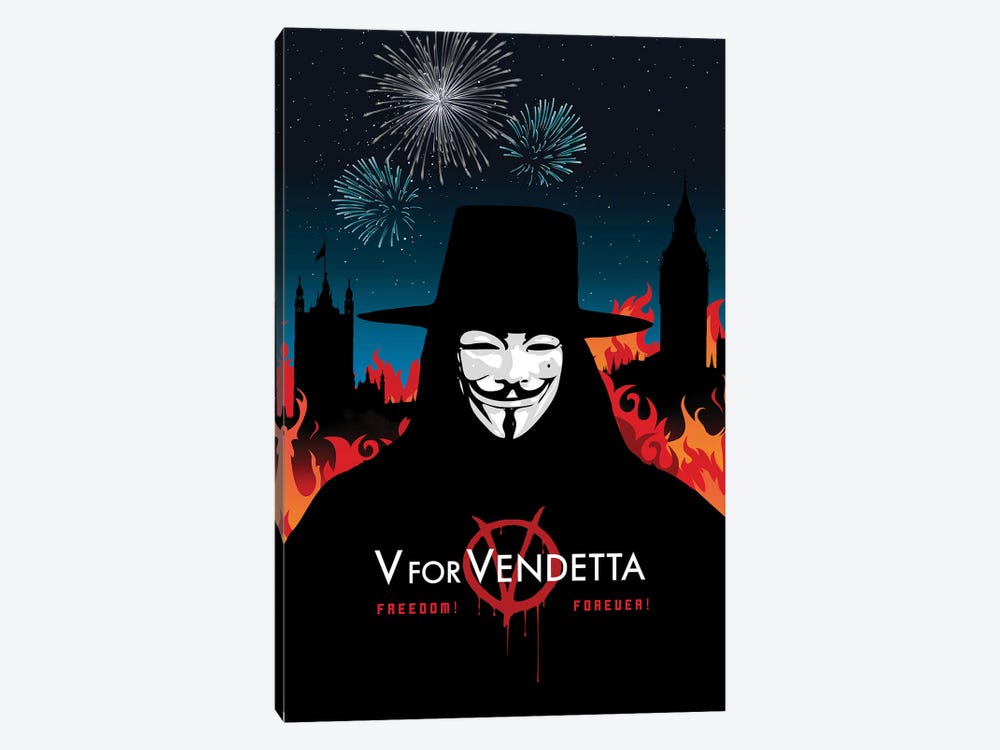 V For Vendetta Movie Art by 2Toastdesign 1-piece Canvas Wall Art