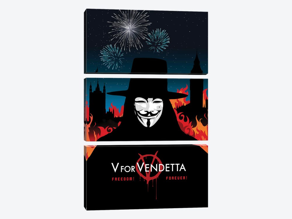V For Vendetta Movie Art by 2Toastdesign 3-piece Canvas Artwork