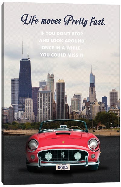 Ferris Bueller's Day Off Travel Movie Art Canvas Art Print - Chicago Posters