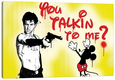 You Talkin To Me? Canvas Art Print - Mickey Mouse