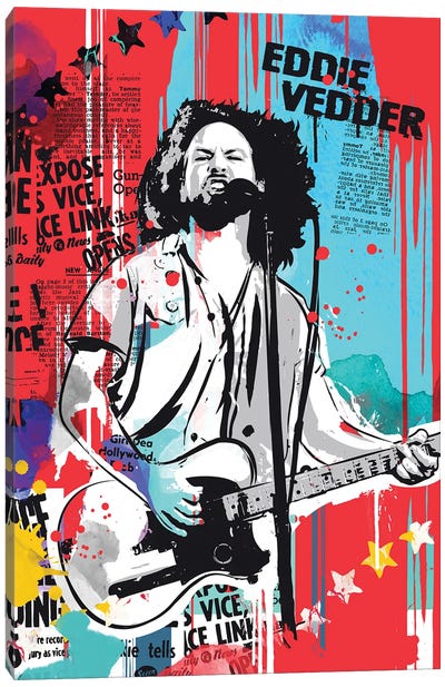 Eddie Vedder Canvas Art Print - Guitar Art