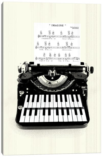 Imagine Song Art Canvas Art Print - Typewriters
