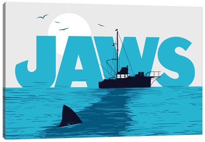 Jaws Movie Canvas Art Print - Thriller Movie Art