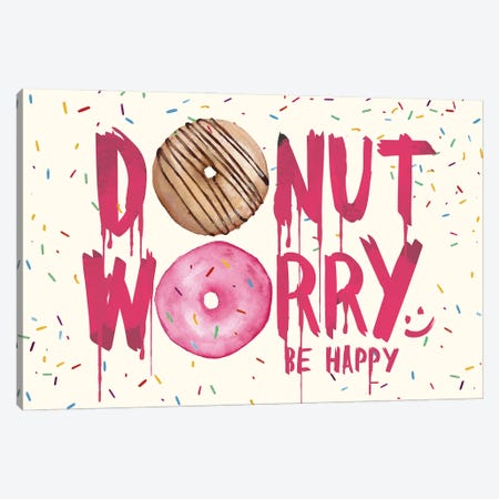 Donut Worry Canvas Print #NOJ173} by 2Toastdesign Canvas Wall Art
