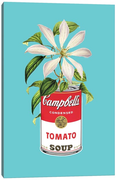 Floral Campbells Canvas Art Print - Pop Art for Kitchen