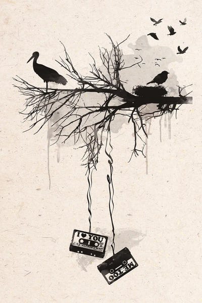 Birds And Tapes by 2Toastdesign framed wall art