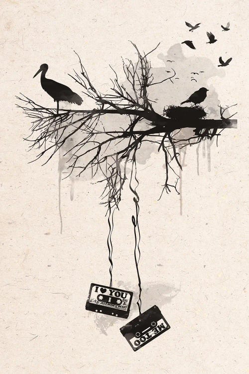 Birds And Tapes by 2Toastdesign wall art