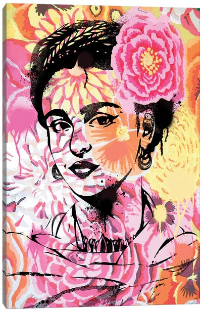 Floral Frida Canvas Art Print - Frida Kahlo