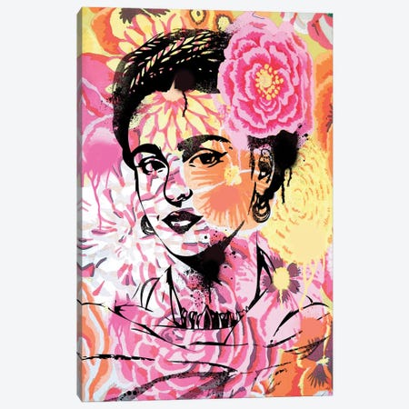 Floral Frida Canvas Print #NOJ204} by 2Toastdesign Art Print