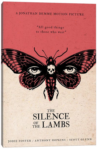 The Silence Of The Lambs Canvas Art Print - Black, White & Red Art
