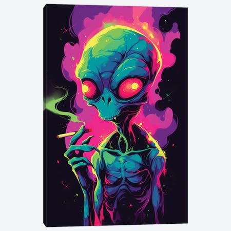 Psychedelic Alien Canvas Print #NOJ262} by 2Toastdesign Canvas Art