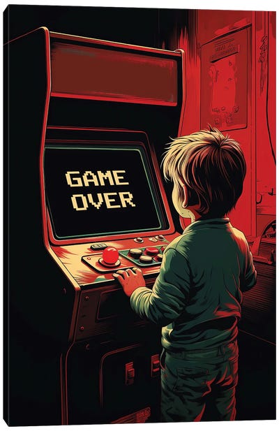 Arcade Game Over Canvas Art Print - Video Game Art