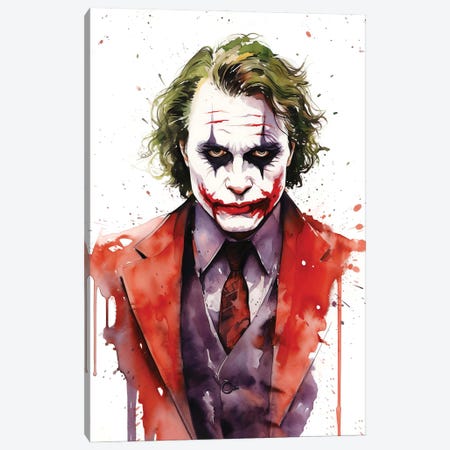 Joker Watercolor Canvas Print #NOJ268} by 2Toastdesign Canvas Wall Art