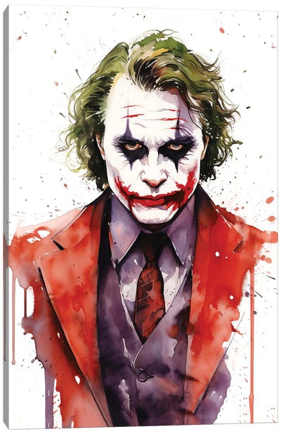 Joker Watercolor Canvas Art Print - Villain Art