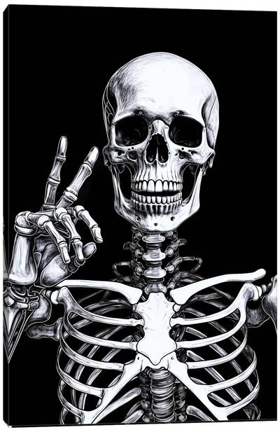 Skull Victory Canvas Art Print - Peace Sign Art