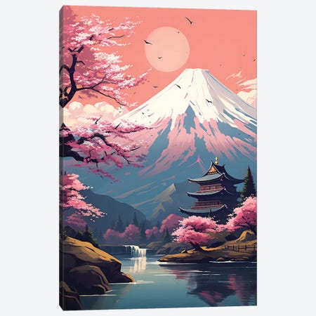 Fuji Landscape Canvas Print #NOJ277} by 2Toastdesign Canvas Wall Art