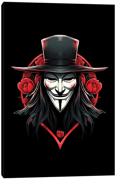 V And Roses Canvas Art Print - V For Vendetta