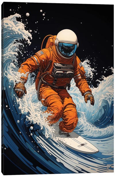 Cosmic Surfer Canvas Art Print - Space Exploration Art