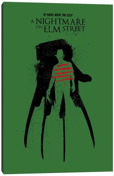 A Nightmare On Elm Street Movie Art Canvas Art Print - Vintage Movie Posters