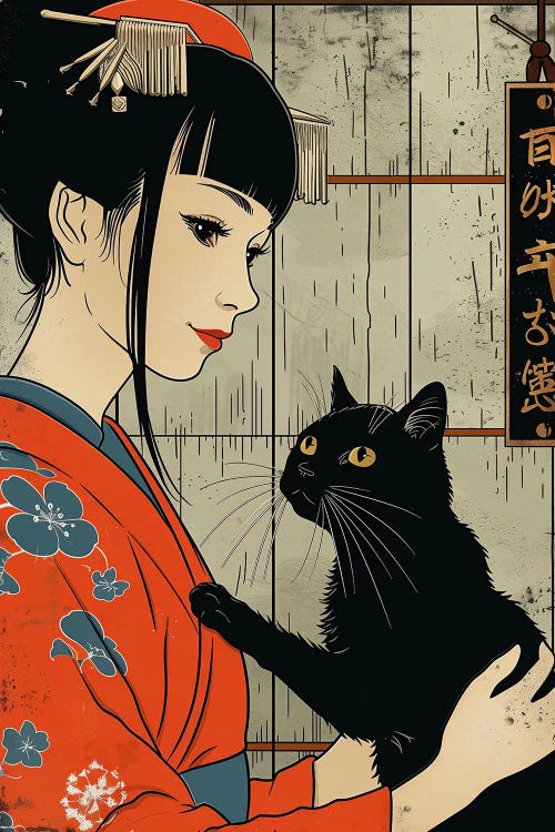 Geisha And Cat