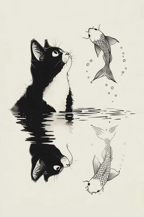 Cat And Koi by 2Toastdesign wall art