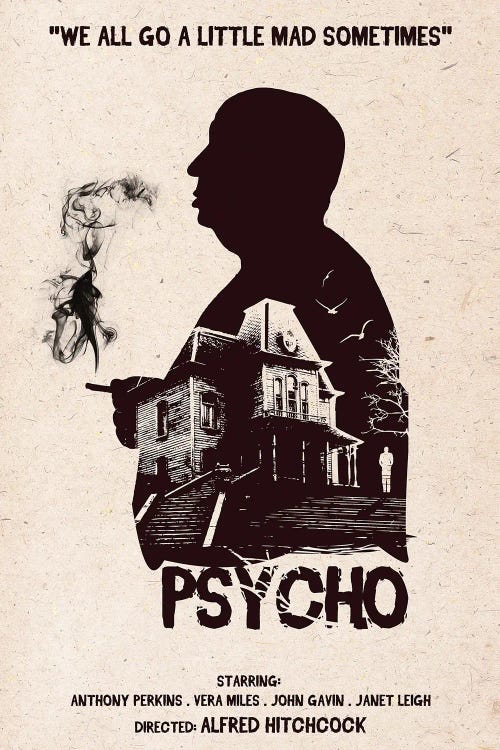 Hitchcock Psycho Movie Art