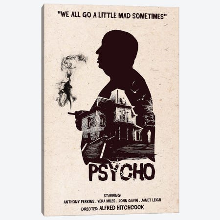 Hitchcock Psycho Movie Art Canvas Print #NOJ52} by 2Toastdesign Canvas Print