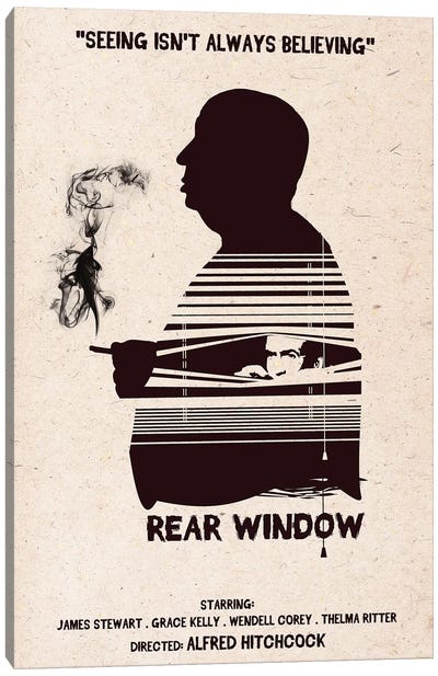 Hitchcock Rear Window Movie Art Canvas Art Print - Thriller Movie Art
