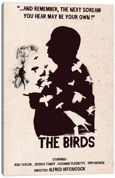 Hitchcock The Birds Movie Art Canvas Art Print - Thriller Movie Art