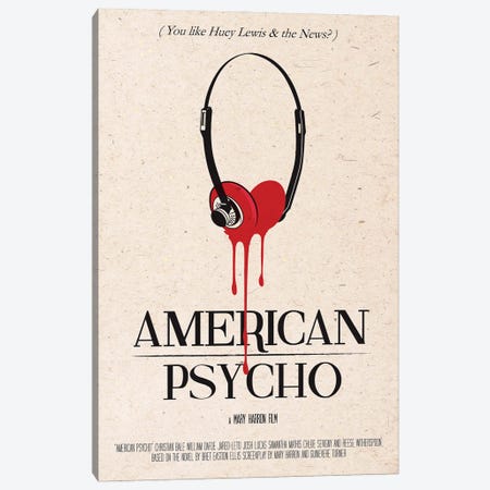 American Psycho Movie Art Canvas Print #NOJ5} by 2Toastdesign Canvas Art