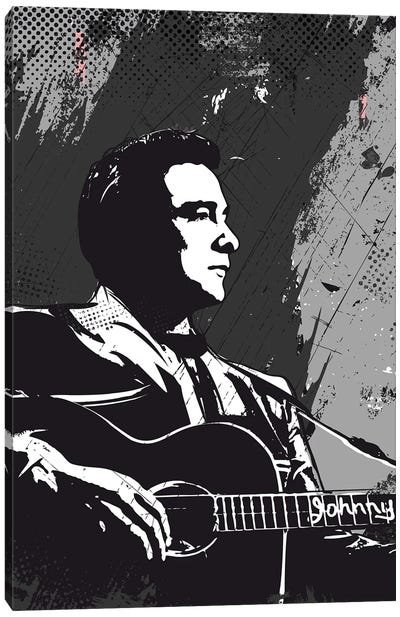 Johnny Cash Bw Art Canvas Art Print - Johnny Cash