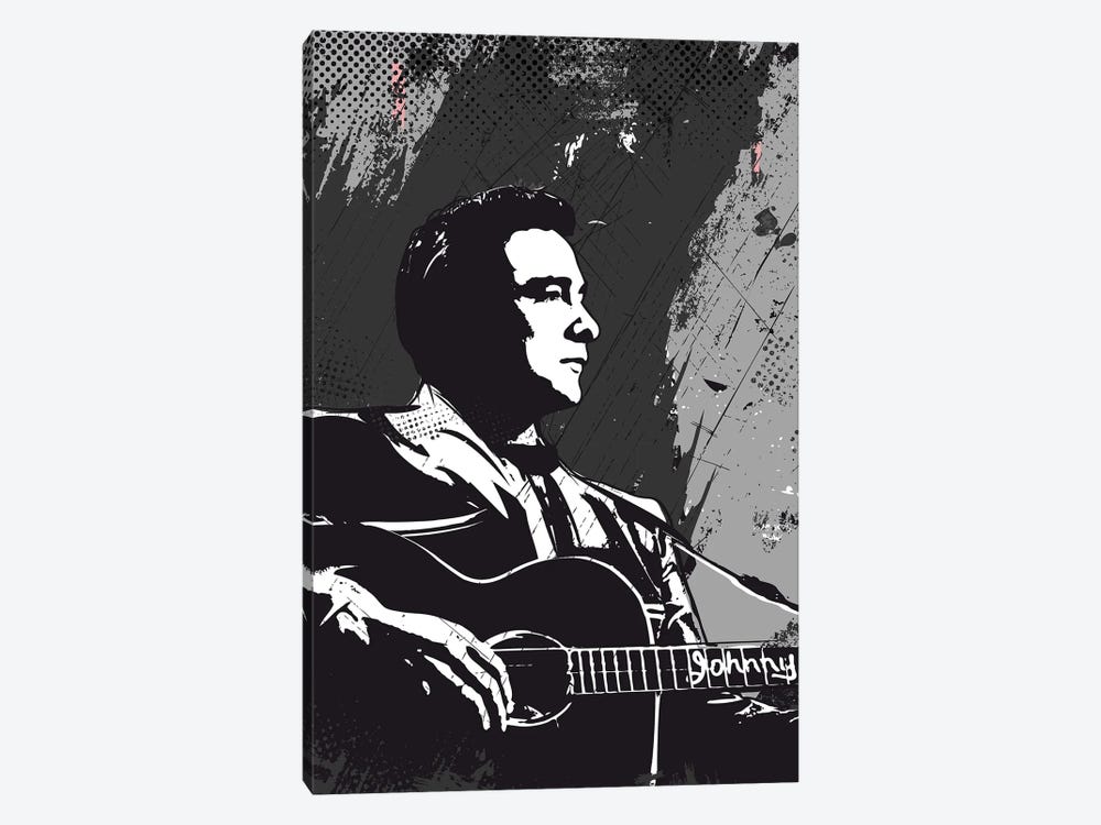 Johnny Cash Bw Art by 2Toastdesign 1-piece Canvas Wall Art