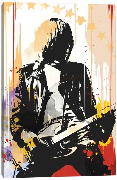 Johnny Ramone Pop Art Canvas Art Print - Ramones