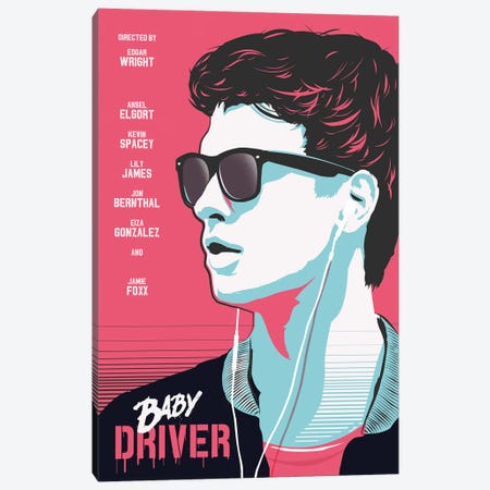 Baby Driver Movie Art Canvas Print #NOJ8} by 2Toastdesign Canvas Art Print