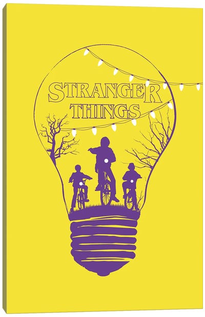 Stranger Things Yellow Art Canvas Art Print - Sci-Fi & Fantasy TV Show Art