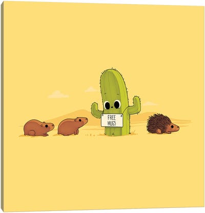 Cactus Hugs Canvas Art Print - Porcupines