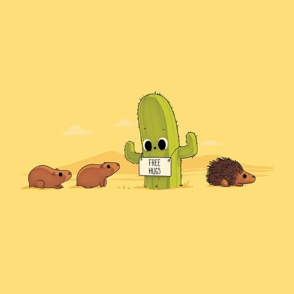 Adorable Anthropomorphism: Cactus Hugs by Naolito