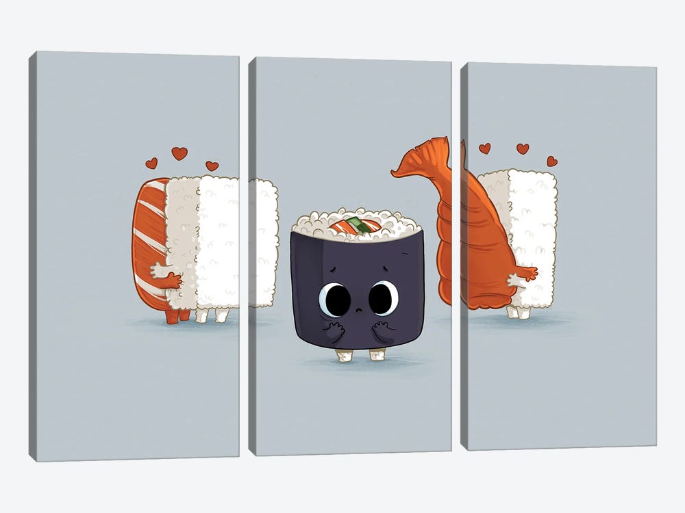 Lonely Sushi by Naolito 3-piece Canvas Art Print