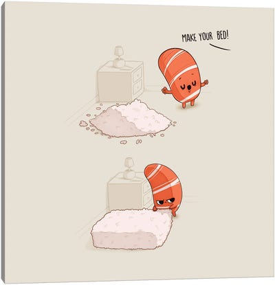 Make Your Bed Canvas Art Print - Sushi