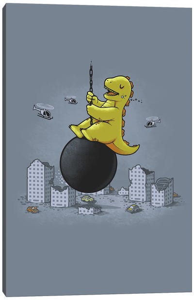Wrecking Ball Canvas Art Print - Godzilla