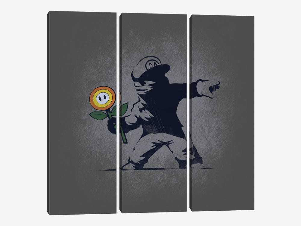 Banksy Flower by Naolito 3-piece Canvas Wall Art