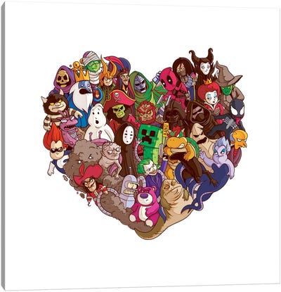 Heart All Villains Canvas Art Print - Kids TV & Movie Art