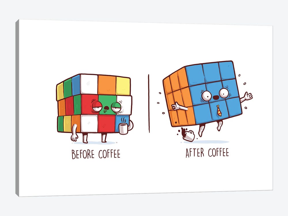 Before After Coffee - Rubik by Naolito 1-piece Canvas Art Print