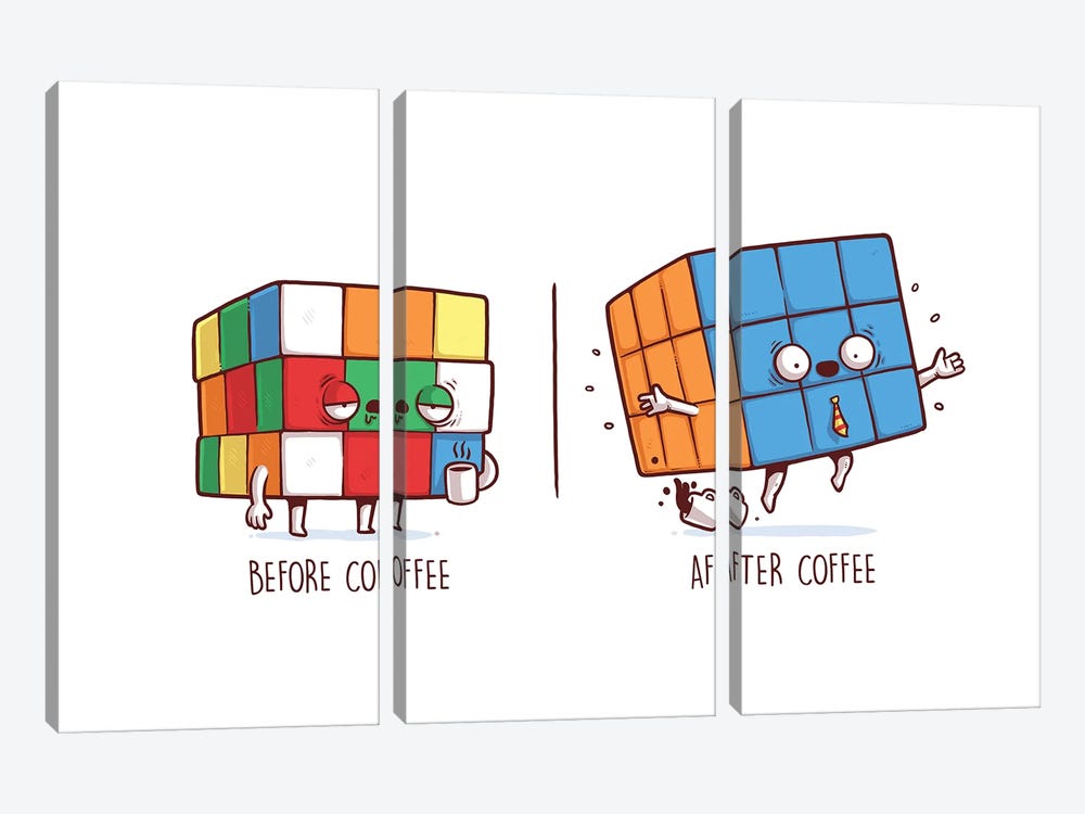 Before After Coffee - Rubik by Naolito 3-piece Art Print