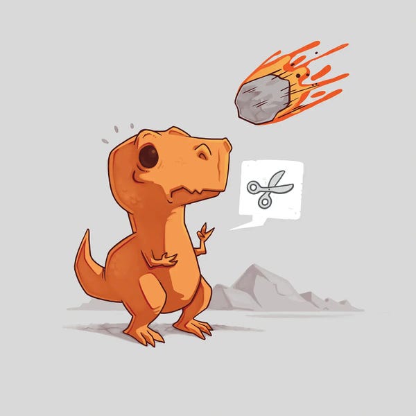 Kids Dinosaur Art: Asteroid Paper Scissors by Naolito
