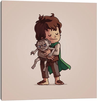 Frodo & Gollum (Villains) Canvas Art Print - Frodo Baggins