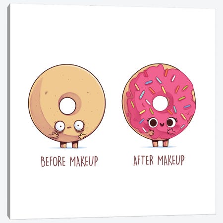 Before After Makeup - Donut Canvas Print #NOO8} by Naolito Canvas Art