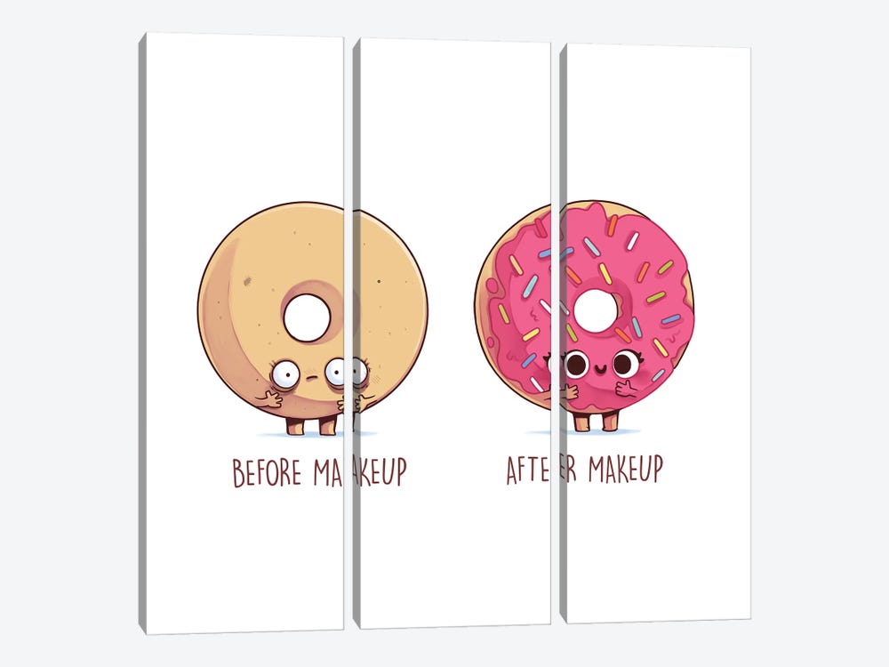 Before After Makeup - Donut by Naolito 3-piece Canvas Art Print