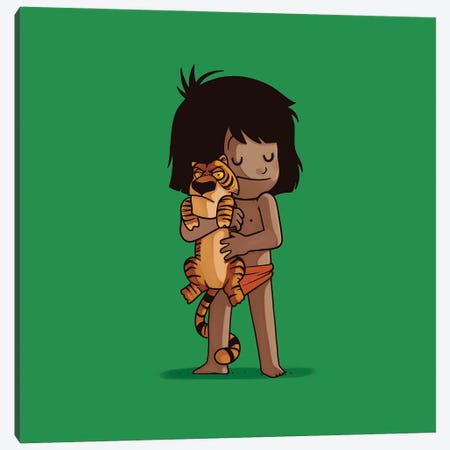 Mowgli & Shere Khan (Villains) Canvas Print #NOO92} by Naolito Canvas Wall Art