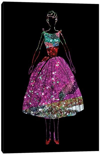 Audrey OZ Stardust Pink Glitter Dress Canvas Art Print - Notsniw Art
